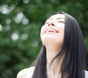 single woman happy smiling