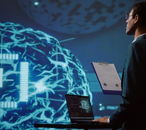 Imagen que representa la colaboración entre profesionales y la inteligencia artificial