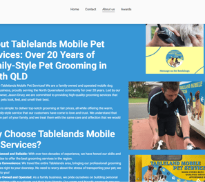 a website page for a pet grooming business