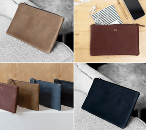 Personalized Leather Gift Zippered Pouch