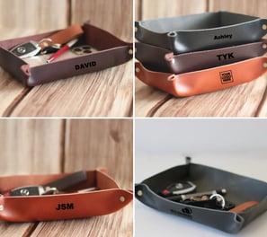 Personalized Leather Gift Valet Catchall