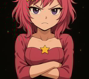 a woman with a star on her chest and a star on her chest