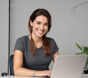 Jeune femme professionnelle souriante avec un ordinateur portable