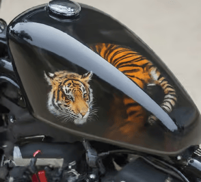 a tiger cubby tiger on a motorcycle