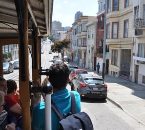 view from a cable car in San Francisco