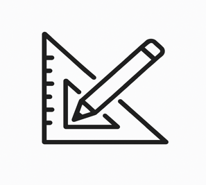 Design-focused trust badge with ruler and pencil representing custom outdoor planning in the Bay Area