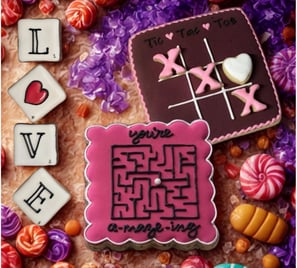 Fun custom cookies interactive designs maze, tic-tac-toe, crossword puzzle, combining playfulness with creativity sweetness