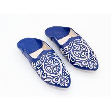 a pair of blue slippers with a white background
