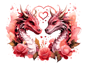 a dragon and a dragon in a heart shaped frame