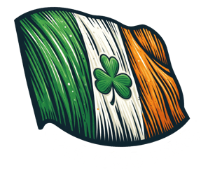 a flag with a shamrock leaf on it