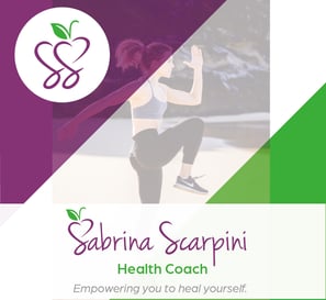 a woman in a sports bra top and a purple and white background with the words