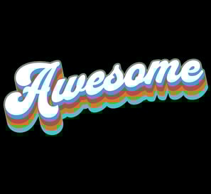 a colorfully colored logo for a company called awesomeness