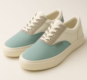 epatu slip-on kasual dari bahan kanvas SIGNIFO warna biru laguna.