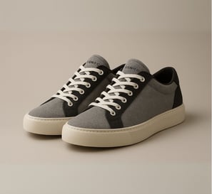 Sepatu kets kanvas SIGNIFO warna abu dengan sol dan tali sepatu putih.