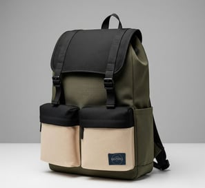 Inspirasi tas ransel color block hijau army dan hitam dari kanvas SIGNIFO.