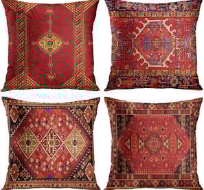 Pillow Covers Cases Geometric Moroccan Home Decor Set Oriental Print Living Room Decor Colorful Red