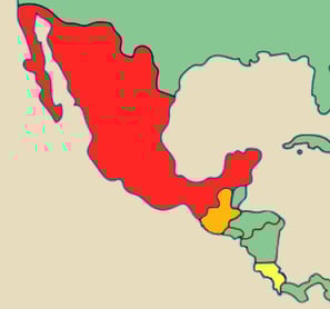 Karte von Mittelamerika mit Mexiko, Guatemala und Costa Rica
