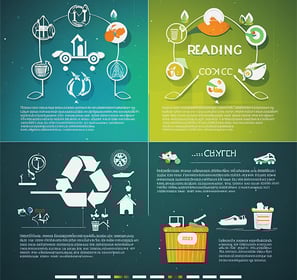 A colorful infographic about eco-friendly practices, including recycling, reading, and sustainable living tips.