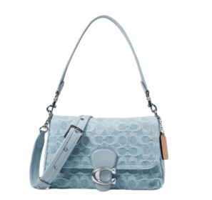 Coach Blue Soft Tabby Shoulder Bag in Signature Logo Canvas