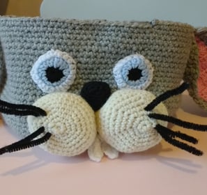 a crochet bunny basket