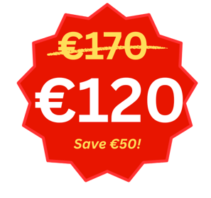 a red and white sign with a red and yellow price tag on it