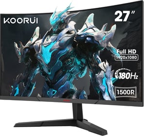 KOORUI 27'' Ecran PC Gaming Incurvé, 180Hz Moniteur PC Dalle VA, Résolution FHD (1080P) Lunette Ultr