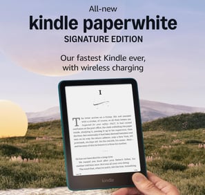 a person holding a kindle book with a book on it