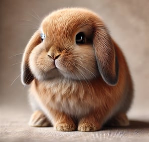 a brown mini lop rabbit sitting 
