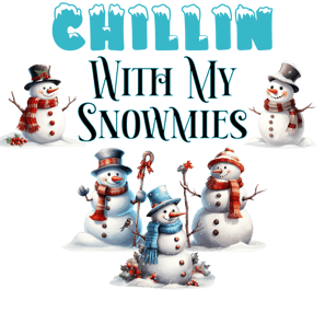 a group of snowmen with a black background