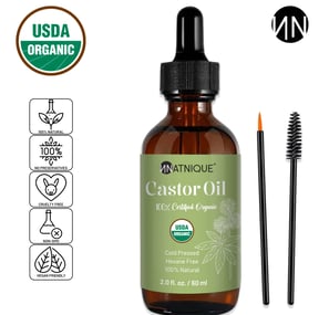 natnique castor oil USDA organic 100% natural pure amber glass bottle 2 oz