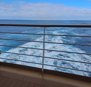 The wake from the back of the ship