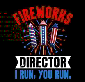 a firework director's office sign with fireworks