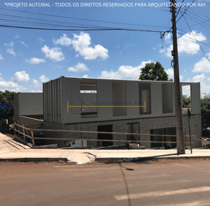 laboratório container sustentável, imagem da etapa construtiva, container colocados