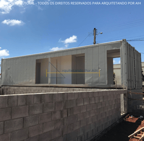 laboratório container sustentável, imagem da etapa construtiva, container colocados