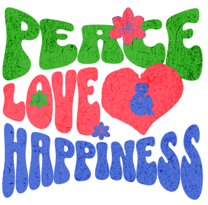 a peace love happiness quote with a heart