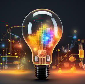 a colorful light bulb