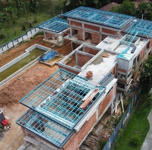 A 15,000 square foot built-up area Bangalow construction project by Shockwave Builders.