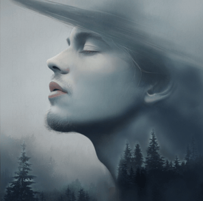 Man in hat in wilderness
