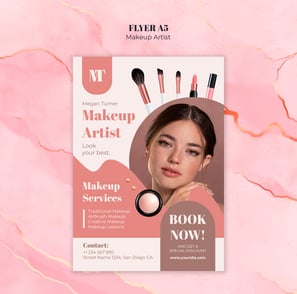 a magazine cover with a woman's face and makeup brushes