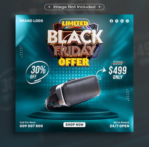 a black friday flyer with a virtual reality