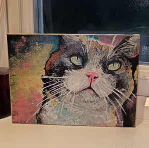 A painting of a cat, pet portrait