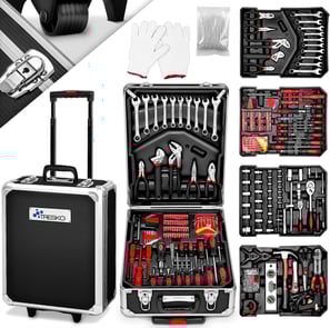 TRESKO Boite à Outils 949 pièces en Chrome Vanadium | avec mallette en aluminium et poignée télescop