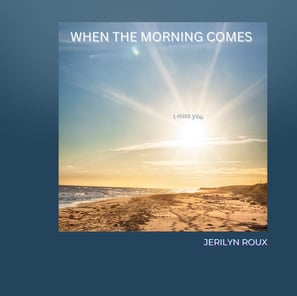 a picture of a beach scene with a sunbeam and the words when the morning