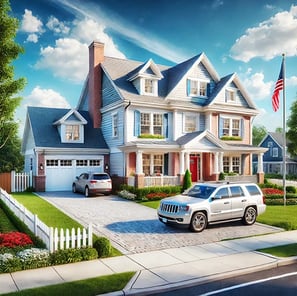 Modern American dream home in a suburban neighborhood - artificial intelligence, latest ai news, ai tools