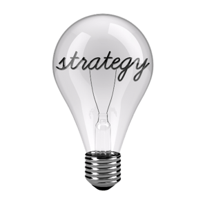a light bulb bulb with the word strategy on it
