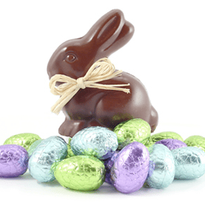 Chocolate eggs and chocolate bunny