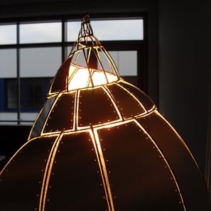 Metalllampe Kunst, Stehlampe aus Draht und Blech, industrial Style, Industriestil, moderne Beleuchtung, Sonderanfertigung
