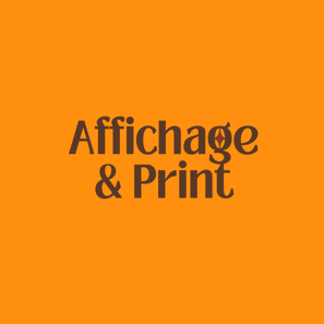 Le terme "Affichage & print" écrit en marron sur fond orange
