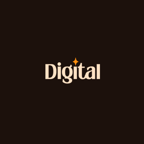Le mot "Digital" écrit en crème sur fond Licorice