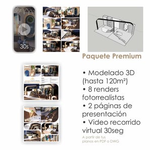 Paquete Premium: Modelado 3D, 8 renders, 2 páginas de presentación, 1 Video recorrido de 30 seg